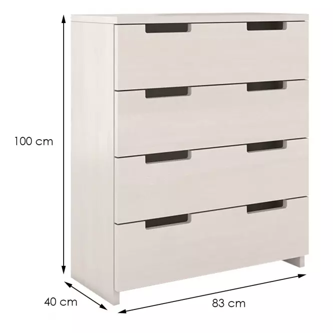 Komoda drevená  borovica 4s Skandica Spectrum Biely
