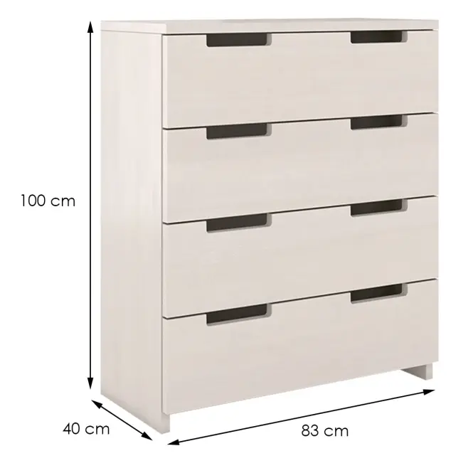 Komoda drevená  borovica 4s Skandica Spectrum Biely,2