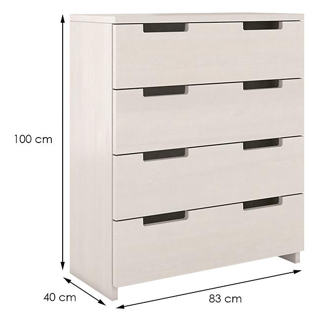 Komoda drevená  borovica 4s Skandica Spectrum Biely,2