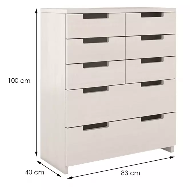 Komoda drevená borovica 8s Skandica Spectrum Biely,2