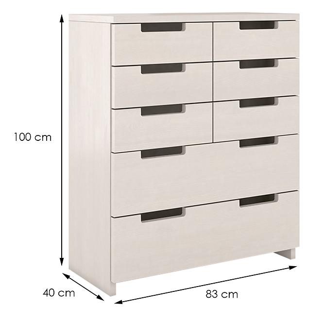 Komoda drevená borovica 8s Skandica Spectrum Biely,2