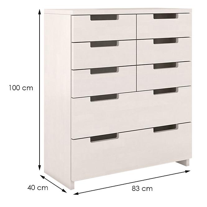 Komoda drevená buk 8s Skandica Spectrum Biely,2