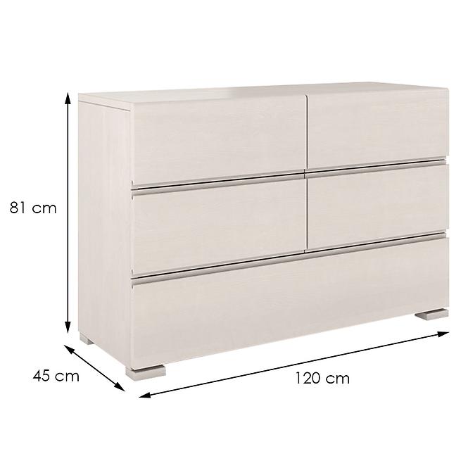 Komoda Drevený borovica 5s Skandica Vestre Biely,2