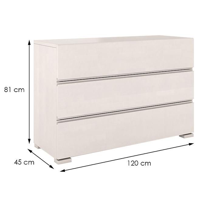Komoda drevená buk 3s Skandica Vestre biely,2