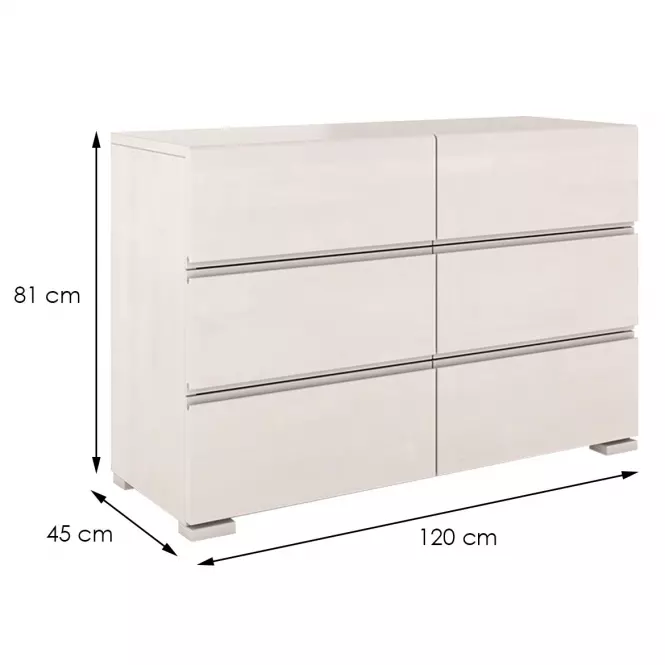Komoda drevená buk 6s Skandica Vestre Biely,2
