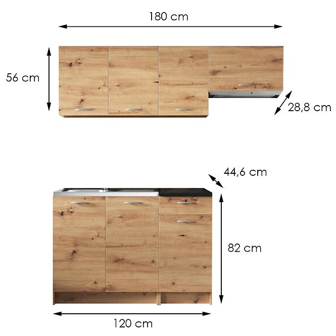 Kuchynská linka Mela 120/180 dub artisan