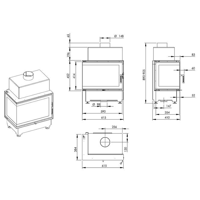 Krbová vložka ROTEN  pravý 10 kW ECO