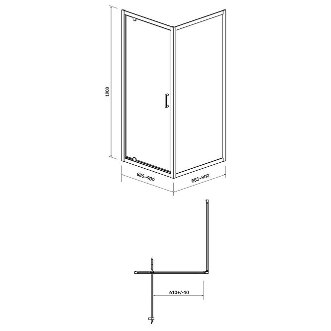 Sprchový kút ARTECO PIVOT 90x90x190