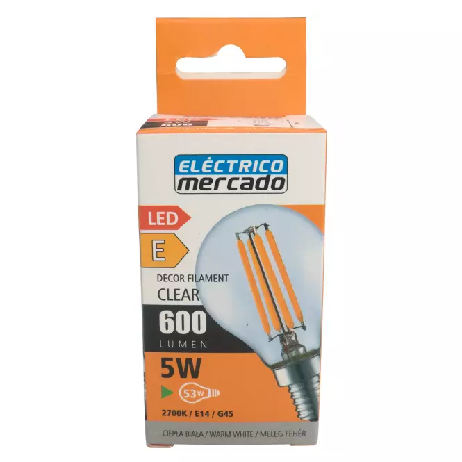 ŽIAROVKA FL G45 5W / 600LM E14 230V 2700K ČISTÁ,3