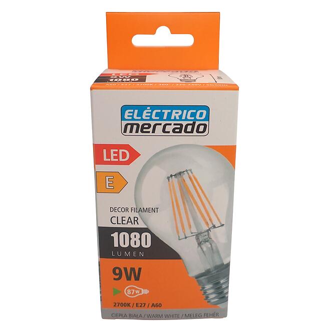 Žiarovka FL A60 9W/1100LM E27 230V 2700K CLEAR