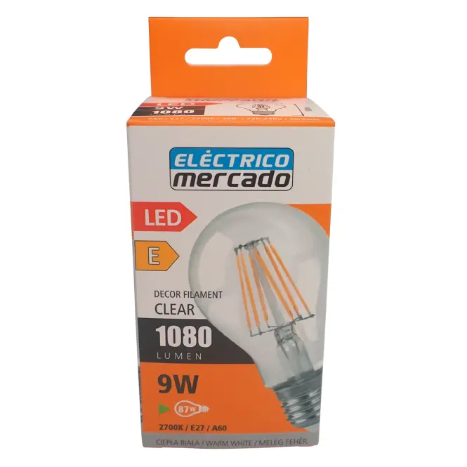 Žiarovka FL A60 9W/1100LM E27 230V 2700K CLEAR,3