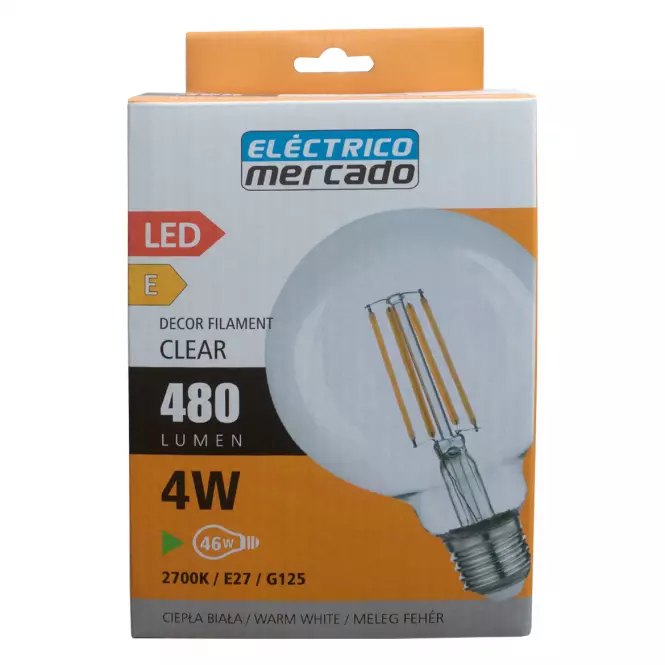Žiarovka FL G125 4W/470LM E27 230V 2700K CLEAR