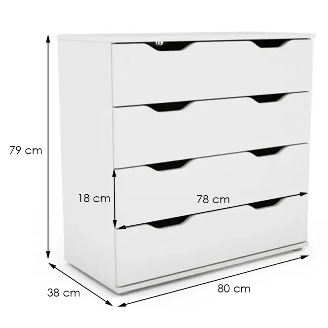 Komoda Ines 80x38x79 Biely 618813,2