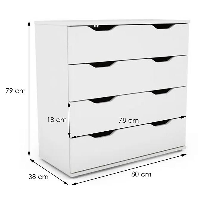 Komoda Ines 80x38x79 Biely 618813,2