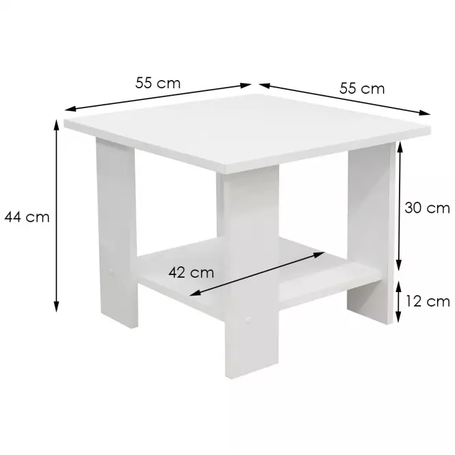 Konferenčný stolík Lena 55x55x44 Biely 873420,2