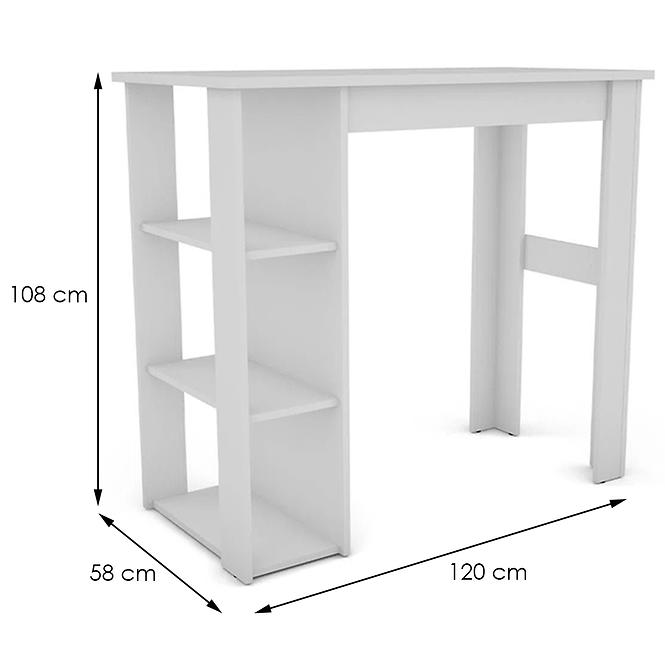 Barový stôl Vistig 120x58x108 cm biely 654773