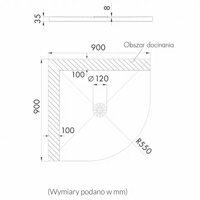 Rohová vanička De Luxe 90x90x3,5 R55 3.041