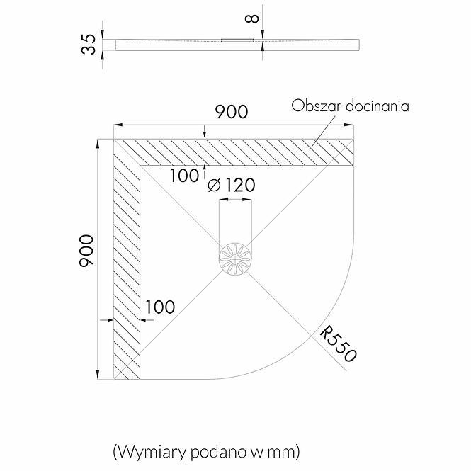 Rohová vanička De Luxe 90x90x3,5 R55 3.041