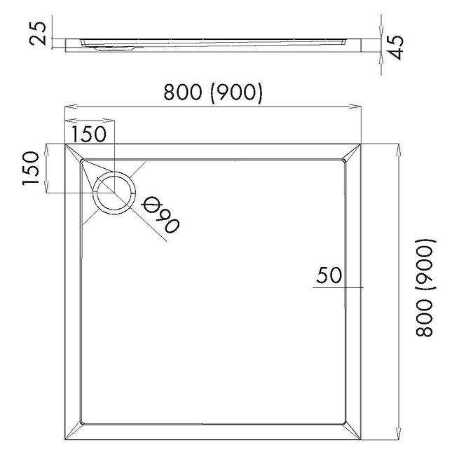 Sprchová vanička Caspar New Cement Stone 80x80x4,5 3.2330/CT/ST