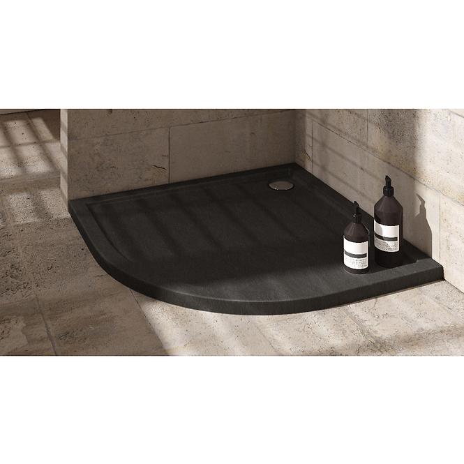 Rohová vanička Caspar New Black Stone 90x90x4,5 R55 3.2334/C/St