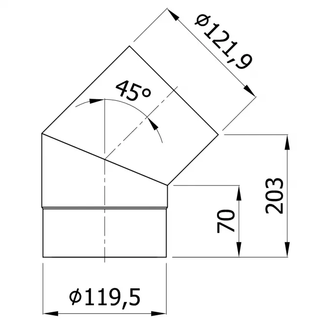 Kolano pevné KS 120/45-CZ6 šedé,2