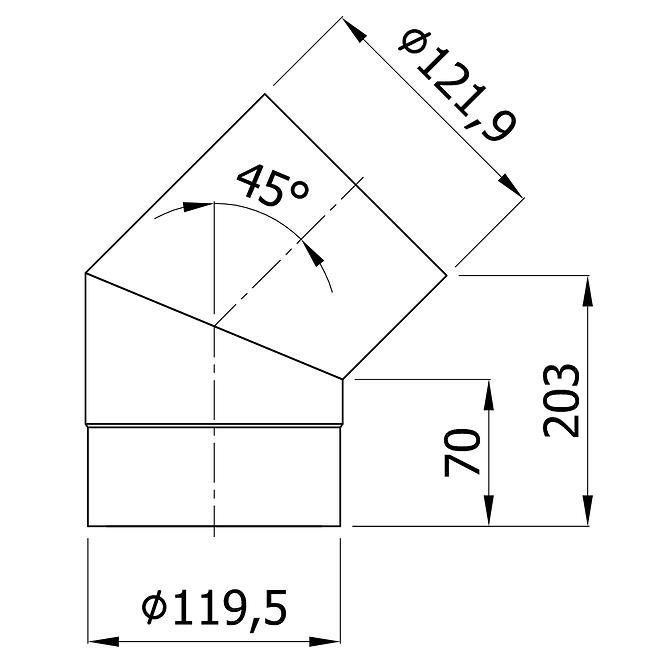 Kolano pevné KS 120/45-CZ6 šedé,2