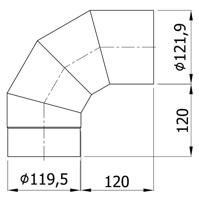 Kolano pevné KS 120/90-CZ6 šedé