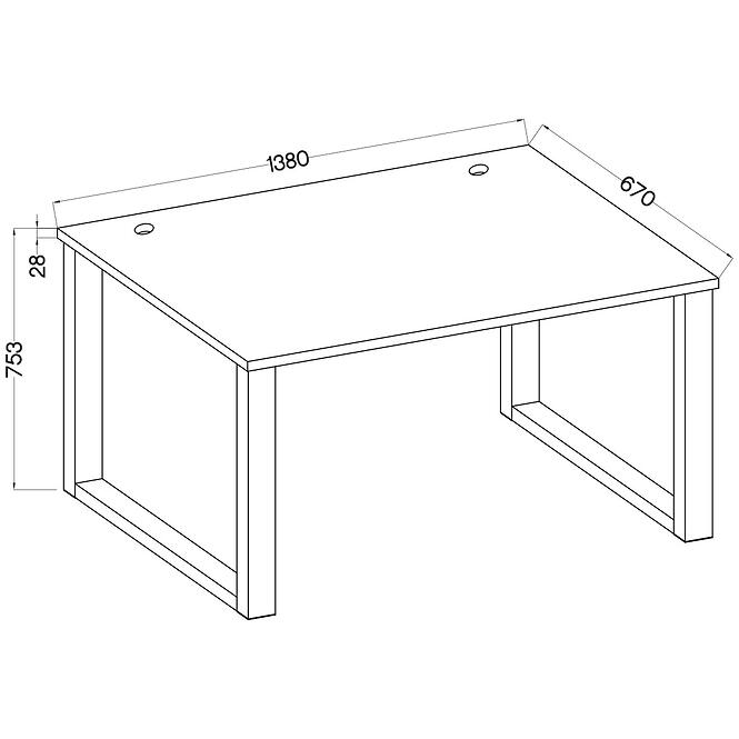 Písací stôl Malta Kovové nohy svetlosivá (doska 28 mm) Typ 150,3