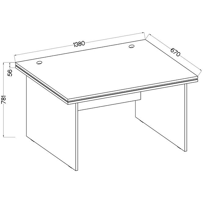 Písací stôl Malta svetlosivý (doska 56 mm) Typ 180,3
