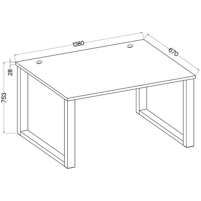 Písací stôl Malta Kovové nohy Dub Artisan (doska 28mm) Typ 150