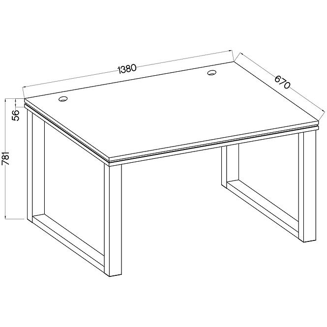 Písací stôl Malta Kovové nohy Dub Artisan (doska 56mm) Typ 160