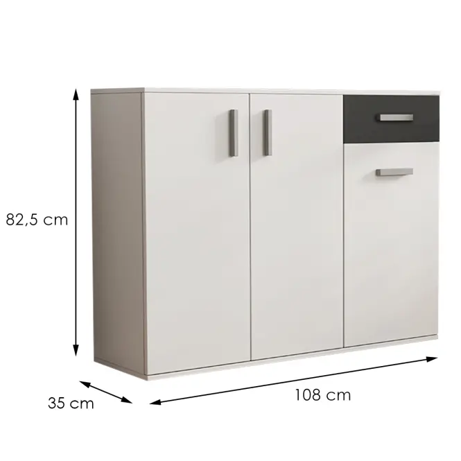 Komoda Justus 07 White/ Black Gloss,2