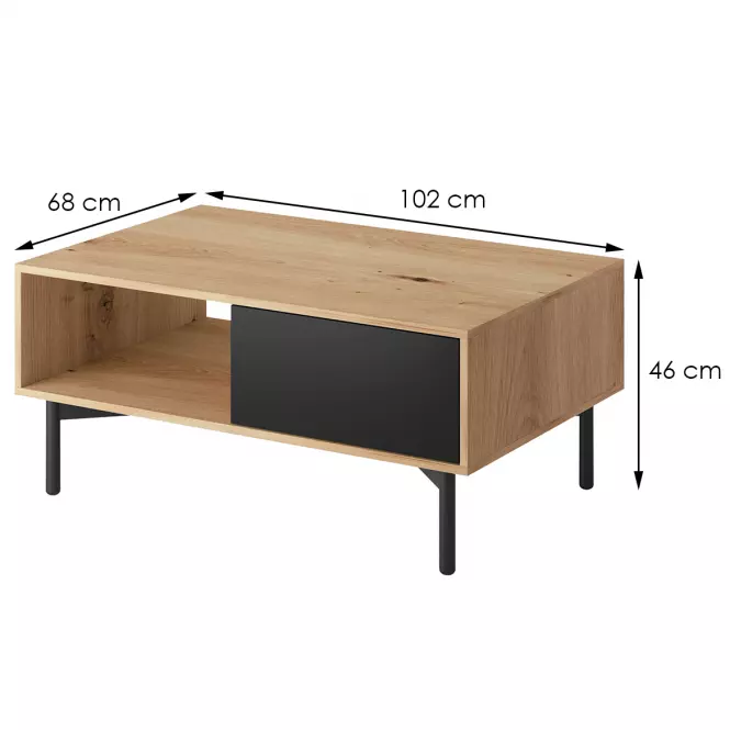 Konferenčný stolík Flow Fl102 Dub Artisan/Čierna perla,2