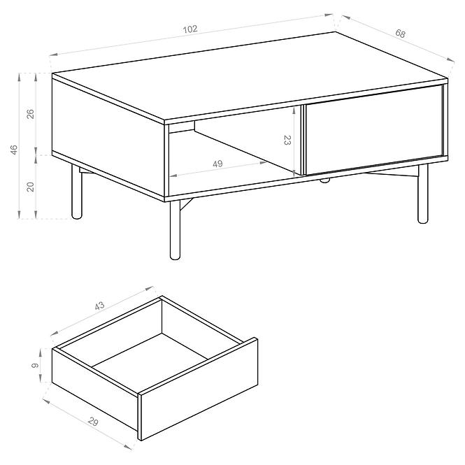 Konferenčný stolík Flow Fl102 Dub Artisan/Čierna perla