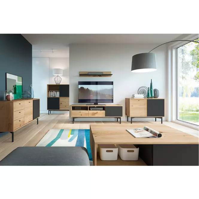 Konferenčný stolík Flow Fl102 Dub Artisan/Čierna perla,5