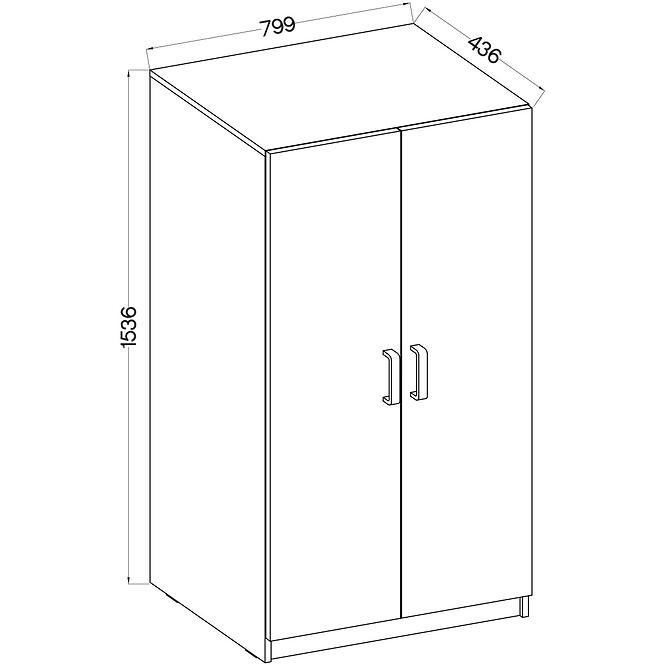 Skriňa 2f Malta svetlosivá Typ 108,3