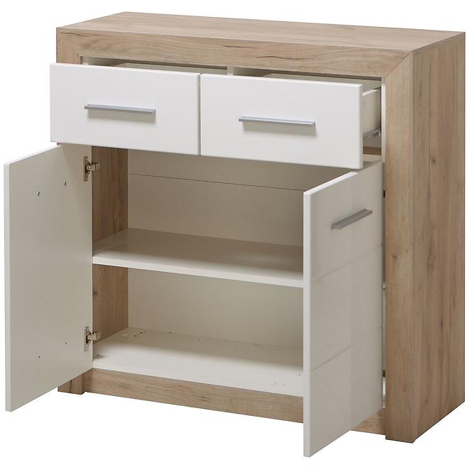 Komoda Astor 2d2s Dub Šedá/Biely Lesk 11008635