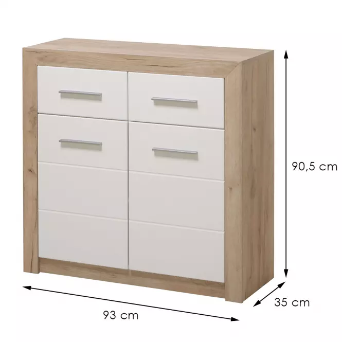 Komoda Astor 2d2s Dub Šedá/Biely Lesk 11008635