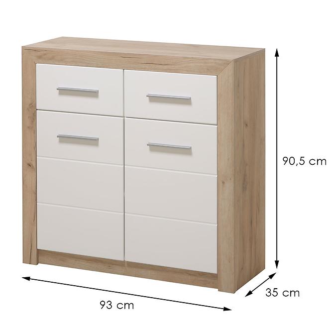 Komoda Astor 2d2s Dub Šedá/Biely Lesk 11008635
