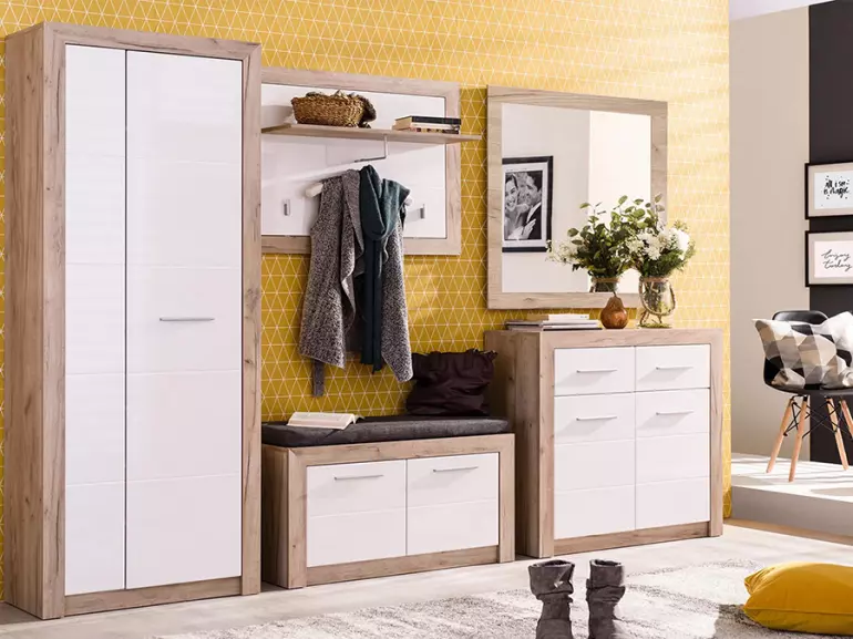 Skrinka na topánky Astor Dub Šedá/Biely Lesk 11008566
