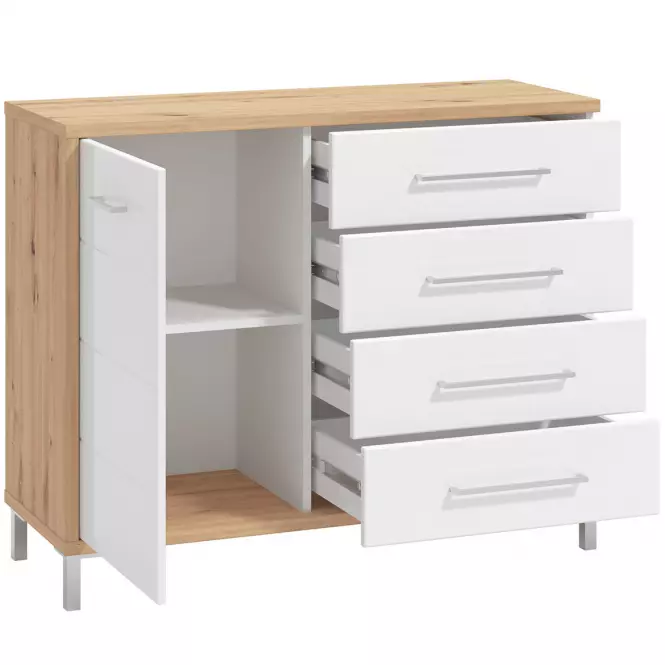 Komoda Mondego 1d/4s Artisan/Biely Lesk 11011192