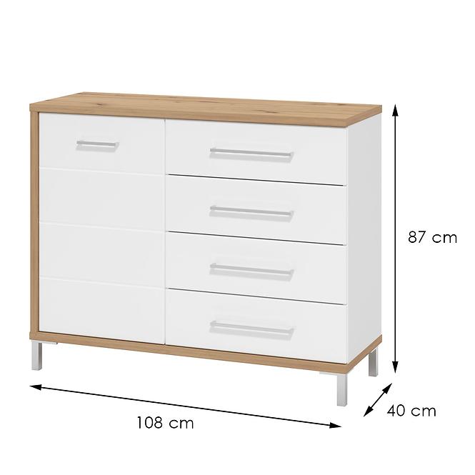 Komoda Mondego 1d/4s Artisan/Biely Lesk 11011192