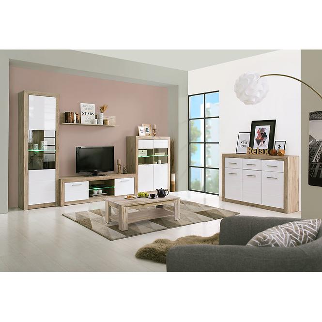 Komoda Etna 3d3s Dub Šedá/Biely Lesk 11008634
