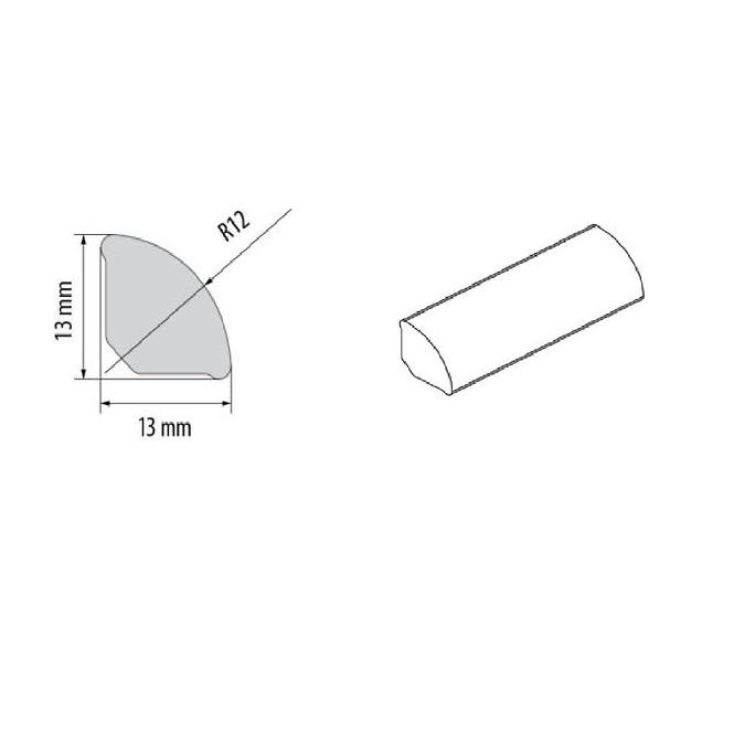 Lišta štvrťkruhová PVC 13x13x2500 čierny