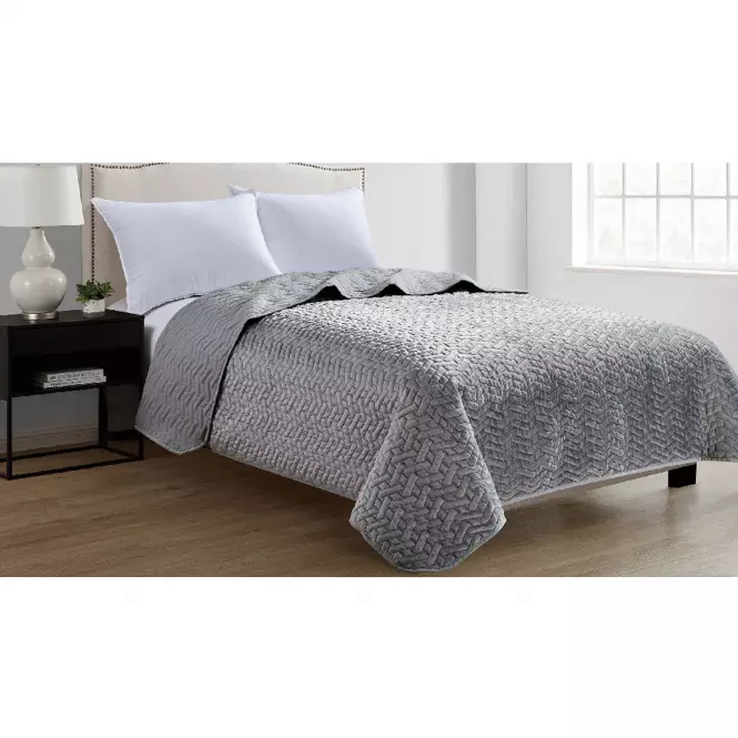 Prikrývka na posteľ  Velvet D8 šedá 220x250