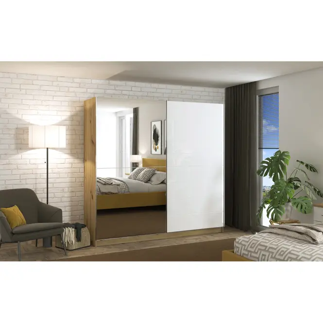 Skriňa Mondego 220 artisan/biely lesk,9