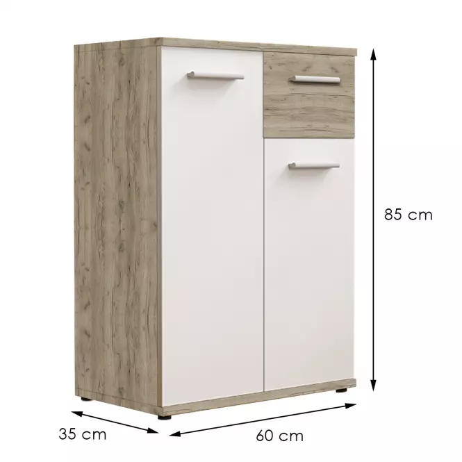 Komoda Jacky 1 Biely/Country Grey,2