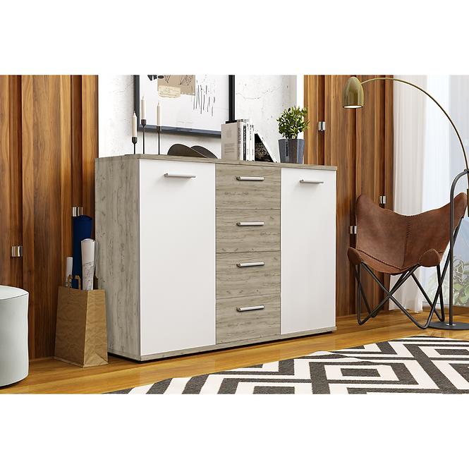 Komoda Jacky 2 Biely/Country Grey