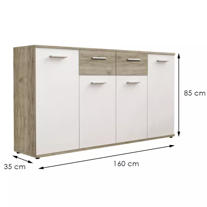 Komoda Jacky 3 Biely/Country Grey