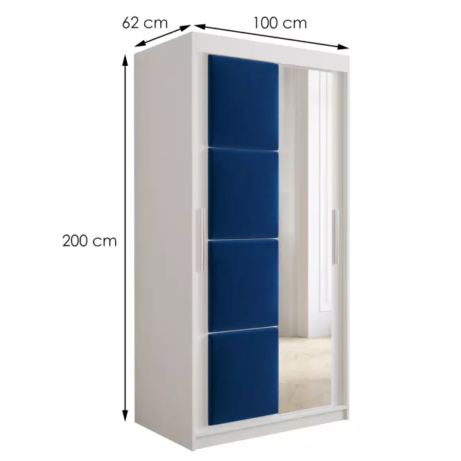 Skriňa Tapi 100 Biely/Modrá